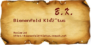 Bienenfeld Klétus névjegykártya